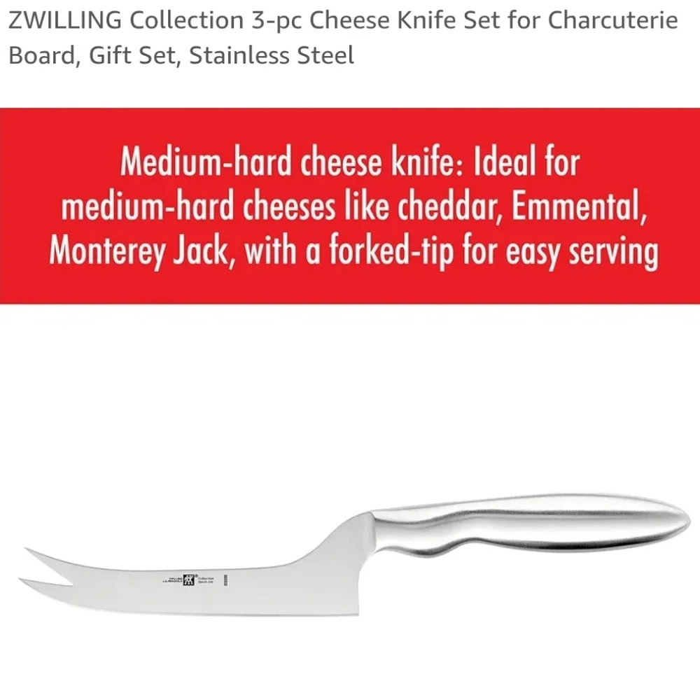 ZWILLING Collection 3-pc Cheese Knife Set for Charcuterie Board, Gift Set, Stain